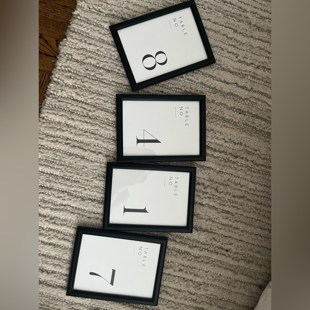 Table numbers 1-17 black frame